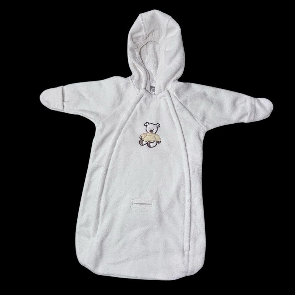 Carter's | White Teddy Bear Pram Bag Winter Baby Bunting Sack Size 0-6M